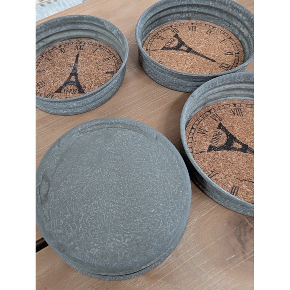 Eiffel Tower Paris Mason Jar Lid Coasters - Rustic Farmhouse - Set of Four - Picture 4 of 5